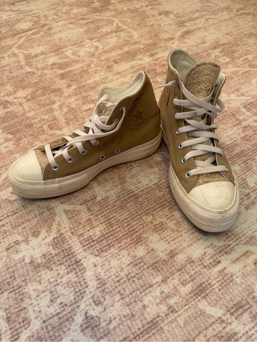 Converse Platform High-Top Sneakers in Tan